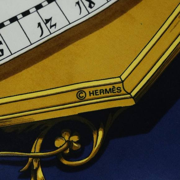 HERMES Carre 90 dies et hore Scarf Silk Blue Auth tb932 - Picture 11 of 13